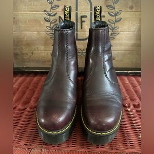 Dr. Martens Burgundy/Brown Leather Booties